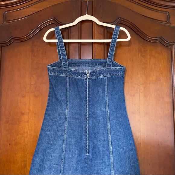 Vintage 90s Polo Jeans Co. Ralph Lauren Denim Pinafore Midi Dress with Back Zip - Picture 5 of 8